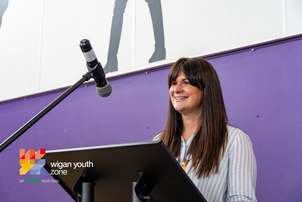 Lynsey Heyes, Head of Fundraising, speaks at event